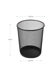 Aibecy-Round Metal Mesh Waste Paper Basket Office Dustbin Trash Can Wastebasket Recycling Bin