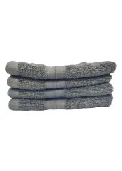 لا كولكشن منشفة وجه 500 GSM من القطن الخالص والفيزيكوز موديل 22003094 مقاس 30 × 30 سم حزمة من 4 قطع - رمادي غامق