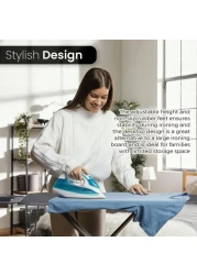 Ironing Board with Adjustable Height &ndash; Space-Saving, Foldable Design with Heat-Resistant Cover &ndash; Compatible with Steam Iron Stations &ndash; Black