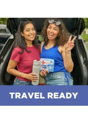 Johnson Johnson Travel Ready Portable Emergency First Aid Kit for Minor Wound Care with Assorted Adhesive Bandages Gauze Pads More Ideal for Travel Car OnTheGo 80 pc