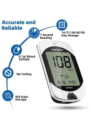 MeteneTD4116 Blood Glucose Monitor Kit 100 Glucometer Strips 100 Lancets 1 Blood Sugar Monitor Blood Sugar Test Kit with Control Solution Lancing Device No Coding Large Display