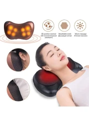 Generic Shiatsu Multifuction Massage Pillow With 8 Massager Heads Heater Neck Shoulder Body Electric Massager Home, Office, Car, Bed Use