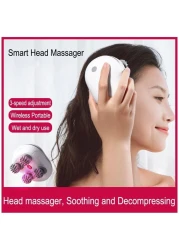 Electric Head Massager - Cordless Hair Scalp Massager with 6 Kneading Massage Nodes ,Handheld, Rechargeable, Waterproof, Promotes Hair Growth, Stress Relief, and Deep Relaxation