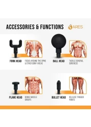 ARES Gun Massager Handheld for Muscle, Deep Tissue, Cordless Portable &amp; Rechargeable - Black