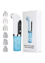 Ultrasonic Deep Facial Clean Machine Skin Scrubber Blackhead Removal Pimple Extractor and Super Micro Bubble Beauty Instrument, USB Rechargeable Water Microdermabrasion Device, Vacuum Suction Facial P