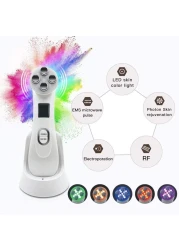 Tikiop Rf Radio Frequency Facial Machine, Skin Care Radio Frequency LED Light Therapy Anti Aging Facial Skin Tightening Facial Care System