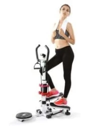 Marshal Fitness 3 in1 Multi Function Stepper with Twister, Handle and Dumbbell Stepper for Exercise, Adjustable Folding Workout Machine for Home or Gym with Waist Twister Digital Monitor Handle-1806D