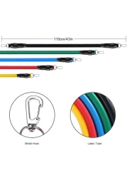 Generic-11pcs Resistance Bands Set Skipping Rope Workout Fintess Exercise Tube Bands Door Anchor Ankle Straps Cushioned Handles with Carry Bags for Home Gym Travel