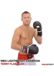 Max Strength Boxing Gloves Sparring Kickboxing, MMA Muay Thai Boxercise Training Workout, Punch Bag, Focus Pads, Thai Pad Punching Fight Gloves (Black &amp; White, 6Oz)