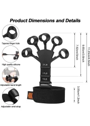 Finger Strengthener, Grip Strength Trainer, 6 Resistant Level Finger Exerciser, Hand Exercisers for Strength, Hand Grip Strengthener for Patients Strength Training (Black+Grey)