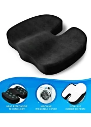 وسادة مقعد من الإسفنج الذكي ووسادة دعم أسفل الظهر لكرسي المكتب ومقعد السيارة والكرسي المتحرك - تصميم مريح لتخفيف آلام الظهر وعظم الذنب