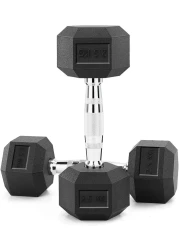 Sky Land Rubber Coated Hex Dumbbell Set With Chrome Metal Handle For Strength Training2.5 Kgs X 2Pcsem92602.5, Black
