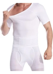 Men&rsquo;s Compression Shirt for Body Slimming &ndash; Seamless Tummy Control Undershirt Short Sleeve Shapewear Top for Fitness &amp; Everyday Wear
