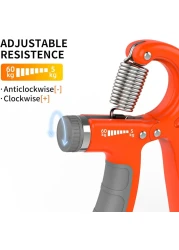 Hand Grips Strengthener with Counter, Adjustable Grip Strength Trainer, Hand Exerciser with Stainless Steel Spring, Non-Slip Gripper, Gripster for Strong Wrists, Fingers, Forearm, Hands, Arm (Orange)