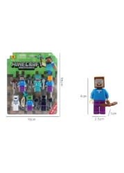 6 Pieces Minecraft Mini Action Figure Toys Set With Weapons