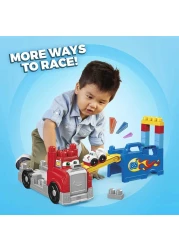 Mega Bloks First Builders Build &amp; Race Rig With Big Building Blocks, Building Toys For Toddlers (16 Pieces) Fvj01