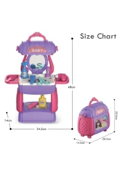 Little Story ROLE PLAY BEAUTICIAN/SALON/BEAUTY PARLOUR TOY SET SATCHEL (21Pcs) - Purple, 3-IN-1 Mode