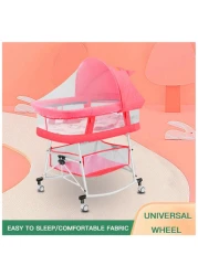 3 in 1 Portable Baby Sleeper Rocking Cradle Bed pink