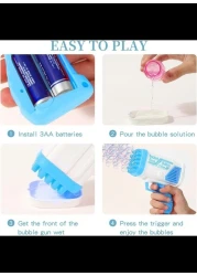 Blue Bubble Machine for Kids, Outdoor Indoor Basket Stuffers Automatic Toys Birthday Gifts for 3+ Years Old Toddlers Girls Boys Wedding Party Include Bubble Solution