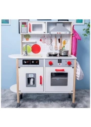 Multifunctional Wooden Kitchen Toy for Children Modern Kindergarten Playset with Cooking Accessories, Educational Pretend Play Toy, Safe and Durable Kitchen Set