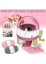 ماكينة حياكة يدوية للبنات - لعبة نول نسج كروشيه للأطفال، مجموعة حرف يدوية من الصوف، لعبة تظاهر يدوية، مجموعة حياكة يدوية إبداعية