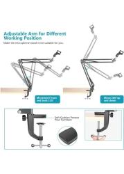 Mike Music Adjustable Microphone Suspension Boom Scissor Arm Stand, Mic Stand Made Of Durable Steel For Radio Broadcasting Studio, Voice, Over Sound Studio, Stages, And Tv Stations (Nb 39, Black)