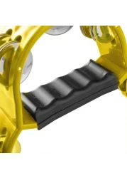 Mike Music Half Moon Musical Tambourine Double Row Metal Jingles Hand Held Percussion Drum For Gift Ktv Party Kids Toy With Ergonomic Handle Grip (Half Moon, Yellow)