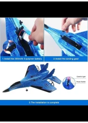 Remote Control Airplane RC Glider for Beginner Adult Kids, Easy to Fly EPP Foam RC Aircraft Fighter with LED Light (BLUE)