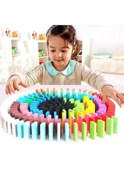 blossom pack of 2 (120 pcs each pack) colorful wooden domino set for kids colourful wooden dominos toy colourful wooden blocks?- Multi color