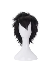 morvallyShort Messy Black Heat Resistant Synthetic Hair Wigs for Cosplay Halloween Anime