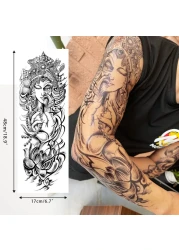 Aresvns Halloween Sleeve Tattoos Temporary for Men WomenBlack fake tattoos for adultsWaterproof Realistic Temporary TattoosLooks Real Temp TattoosWolfTigerDevils eye