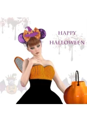 YOWOCAL Halloween Mouse Ear Headband for Women GirlsSequin Bow Hair Hoop Headwear for Halloween Party Decorations Costume