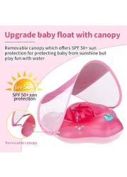 Swimbobo-Baby Swimming Float W/ Sun Protection Canopy-Pink