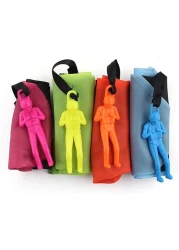 4Pcs Set Tangle Parachute Figures Hand Throw Soliders Square Outdoor Children's Flying Toys No String