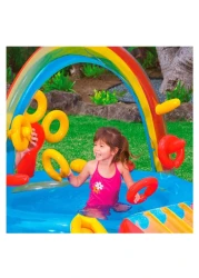 إنتكس رينبو حوض سباحة بثلاث حلقات بطبعة قوس قزح - متعدد الألوان 86 × 86 × 25 سم