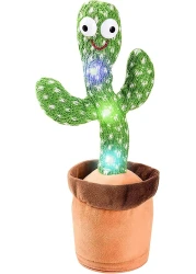 Dancing Cactus Toy, Talking Cactus Toy Repeats What You Say, Wriggle Dancing and Singing Electronic Luminous Cactus, Funny Creative Early Childhood Education Toys (120 Songs)