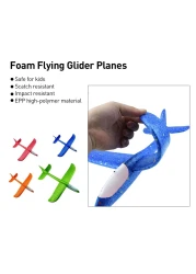 Generic-Flying Glider Planes With Flash LED Light 18.9" Foam Flight Mode Throwing Air Plane Aerobatic Airplane Outdoor Sport Game Toys Gift for Kids 3 4 5 6 7 Year Old Boy Blue