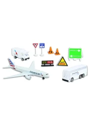 Daron American Airlines Airport Playset with DieCast Metal Model Airplane with Plastic Parts Cars and Transportation Toys for Kids Ages 3