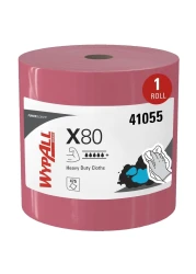 WypAll X80 Reusable Wipes 41055 Extended Use Cloths Jumbo Roll Red 475 SheetsRoll 1 RollCase