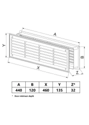 Bathroom Door Air Vent Grille 455mm x 135mm 18 x 53 inch Two Sided Ventilation Cover Brown