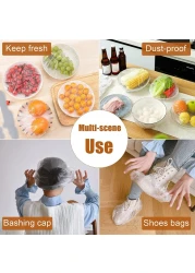 Lavish [100-Unit] Disposable Food Cover Elastic Plastic Wrap Fresh Food Storage Bags