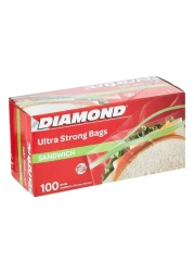 Diamond Ultra Strong Zipped Sandwich Bags 100 Bags 16.5x14.9cm Pack of 2