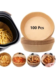 Air Fryer Paper Liners 100PCS Nonstick Disposable Liners Baking Paper for Air Fryer Oilproof Waterproof Food Grade Parchment for Baking Roasting Microwave 100Pcs63 inch