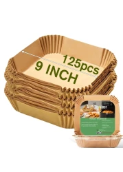 Large Air Fryer Disposable Paper Liners Square 9 Inch 125 Pcs Parchment paper liner for 58QT Air fryer Oilproof Waterproof Parchment Baking Paper for Baking Roasting Microwave