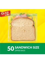 Glad Sandwich Zipper Bags, 50 Bags, 14.4x16.5cm