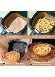 Marrkhor 100Pcs Air Fryer Disposable Paper Liner Round Natural Parchment Paper For Air Fryer, Non-Stick Oil-Proof Food Grade Paper Liner For Baking Roasting Microwave