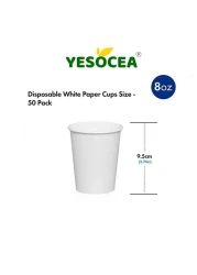 Yesocea 8 Oz. White Paper Cups Serve Your Drinks With Convenience And Style Disposable Hot Chocolate, Cocoa, Water, Coffee Cup [50 Cups]