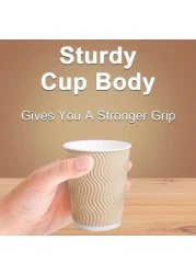 MahMir&reg; 12oz. Brown Disposable Ripple Insulated Coffee Cups - Eco-Friendly Disposable Cups - Hot Beverage Corrugated Paper Cups - Sleeve Ripple Wall Paper Coffee Cups for Drink -Tea Cup (12oz. 100pcs)