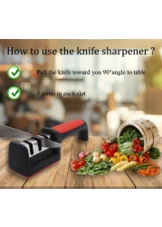 Knife Sharpener for Sharpening and Polishing Kitchen Knives - Black