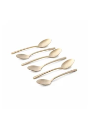 LIFE SMILE - 12pcs Cutlery Set, 18/10 Stainless Steel, Flatware Set, 12pcs Dinner Spoon, Shine Champagne Gold, for Home Kitchen, Mirror Polished